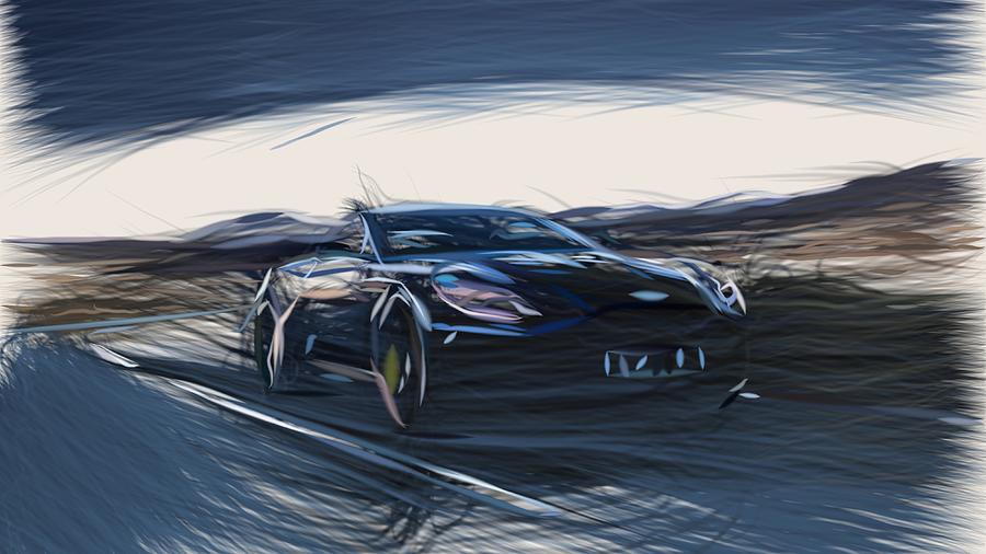 Aston Martin DB11 AMR Drawing Digital Art by CarsToon Concept