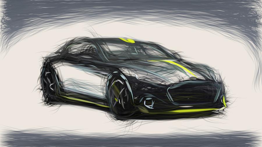 Aston Martin Rapide AMR Drawing Digital Art by CarsToon Concept