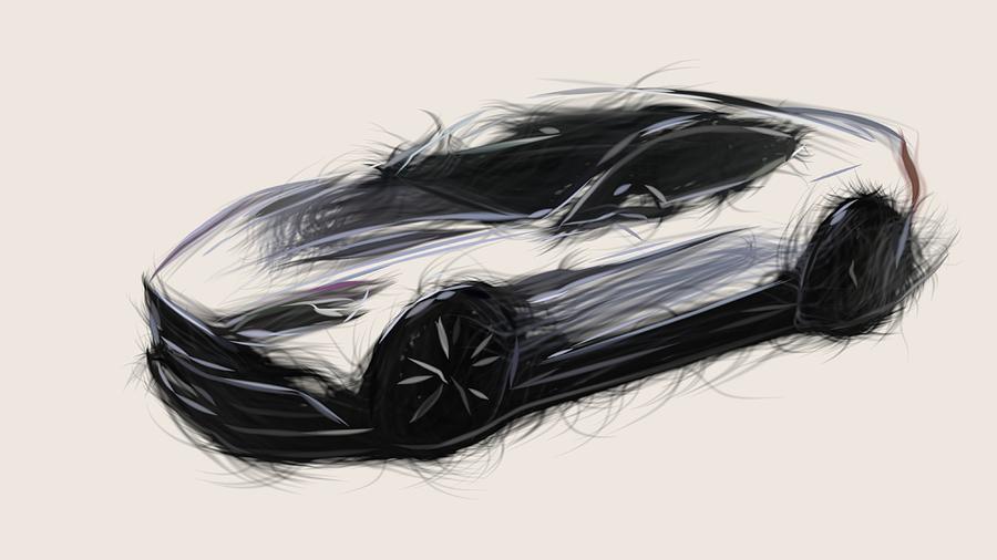 Aston Martin Vanquish Centenary Edition Draw Digital Art by CarsToon