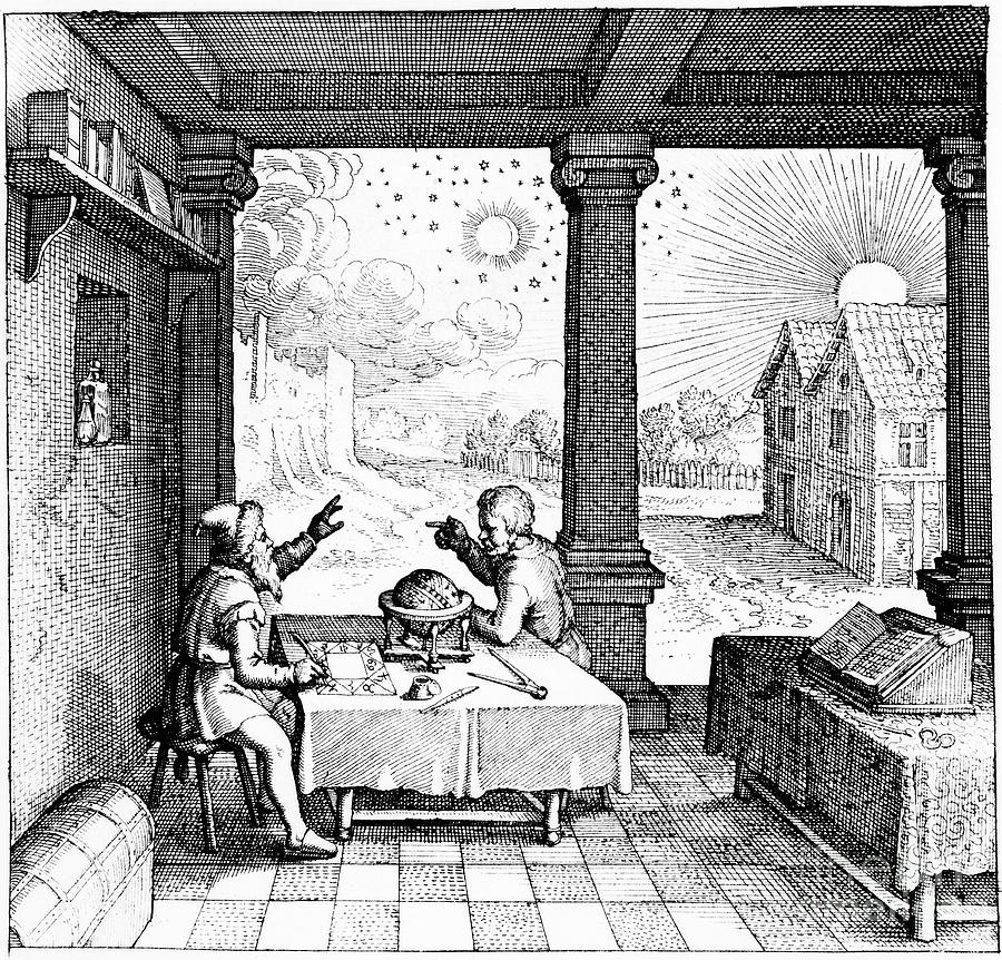 Astrologers Preparing A Horoscope Drawing by Print Collector