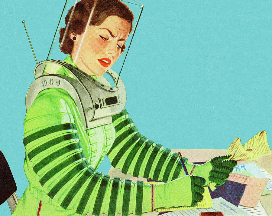 Science Fiction Drawing - Astronaut Doing Paperwork by CSA Images