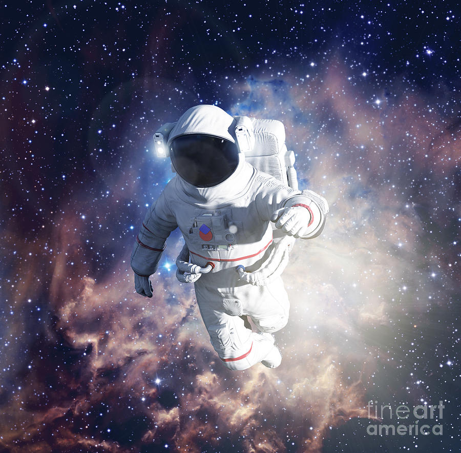 Interstellar Photograph - Astronaut exploring outer space conducting spacewalk. by Michal Bednarek