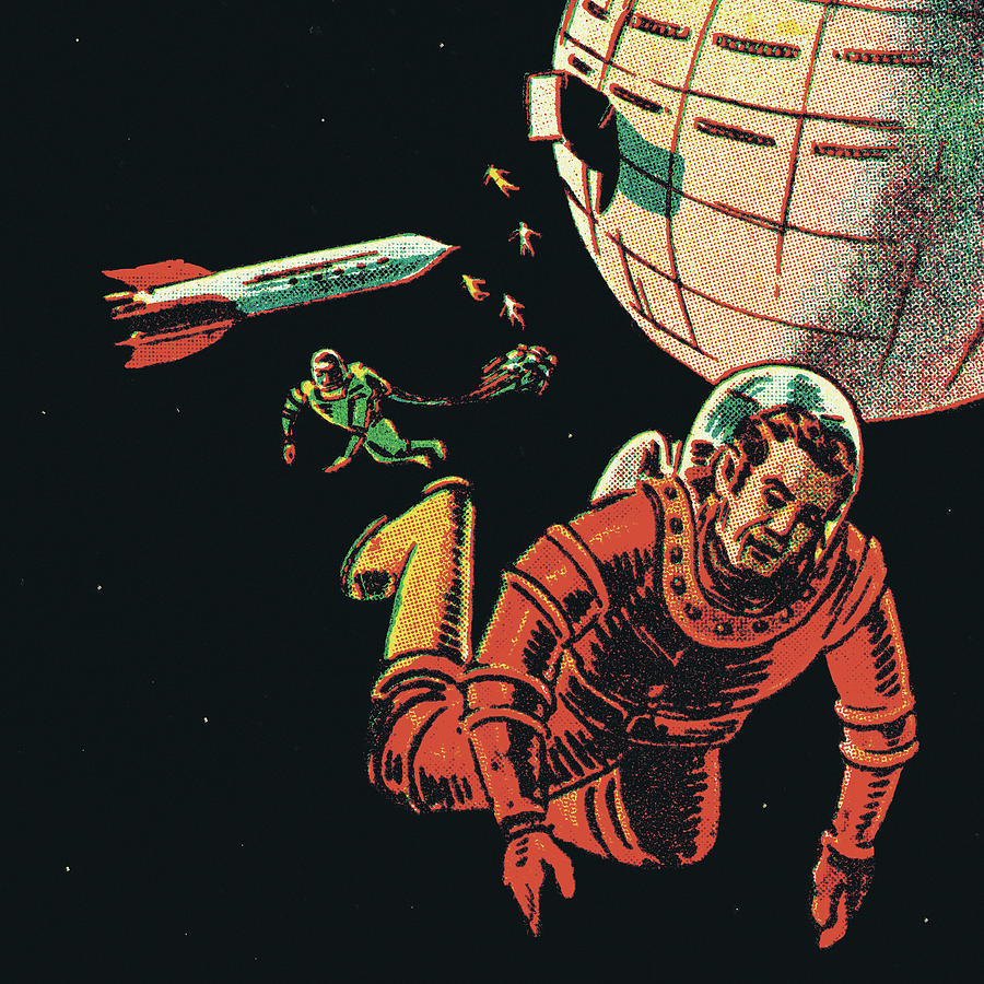 Science Fiction Drawing - Astronaut in Outer Space by CSA Images