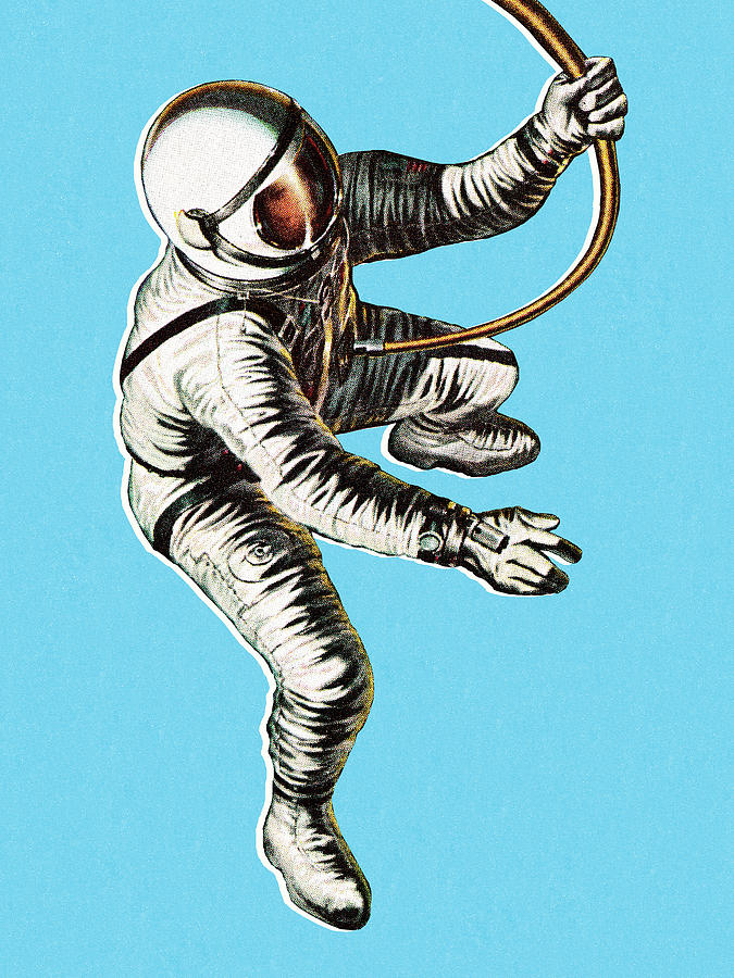 Science Fiction Drawing - Astronaut on Space Walk by CSA Images