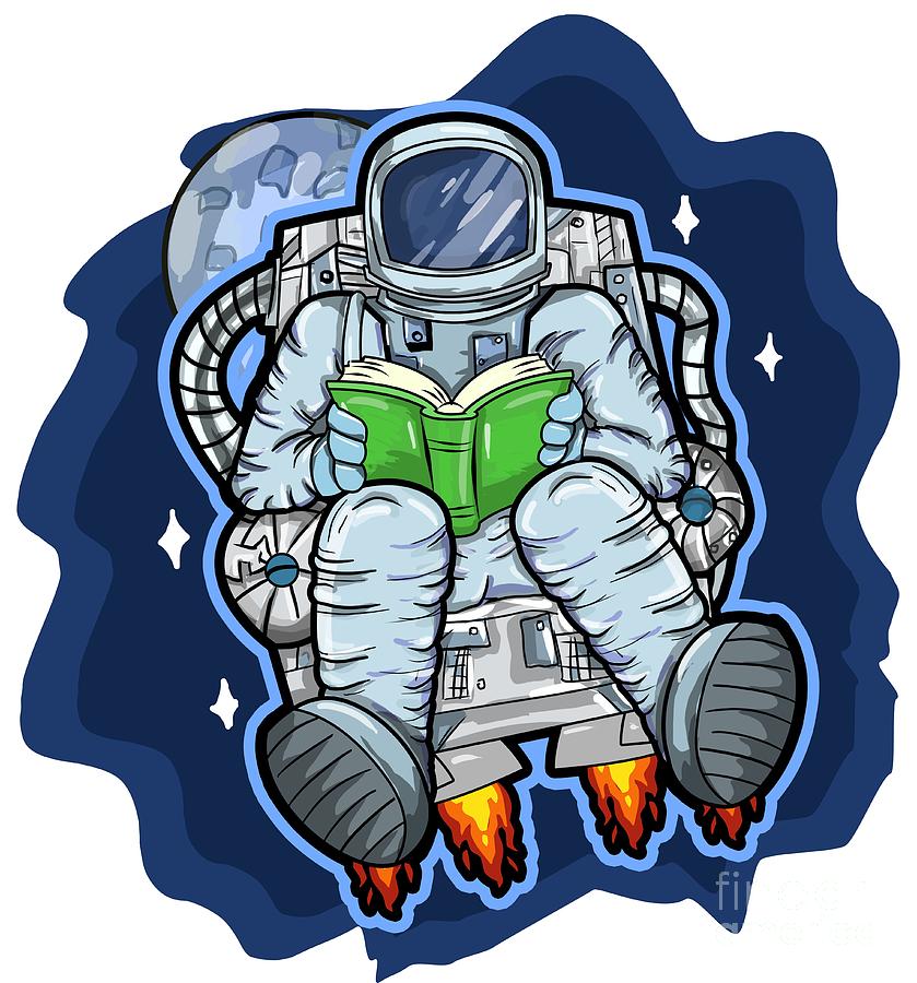 Space Digital Art - Astronaut Reads A Book In Space by Mister Tee
