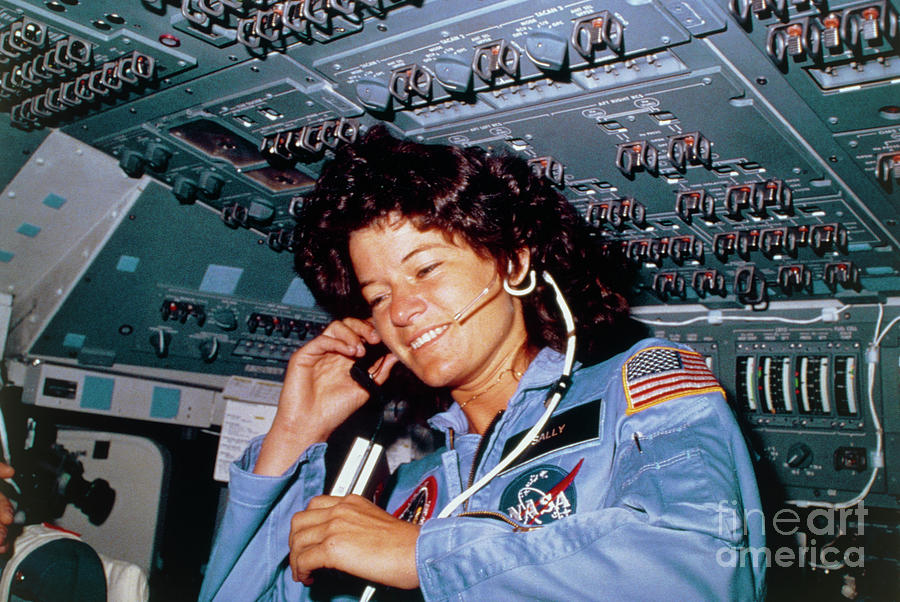 Astronaut Photograph - Astronaut Sally Ride Talking To Ground Control. by Nasa/science Photo Library