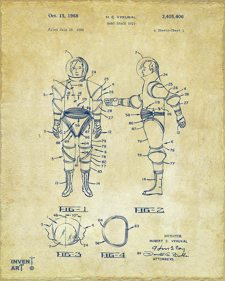 Astronaut Space Suit Patent 1968 - Vintage Digital Art by Nikki Marie Smith