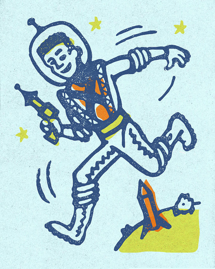 Science Fiction Drawing - Astronaut with Raygun by CSA Images
