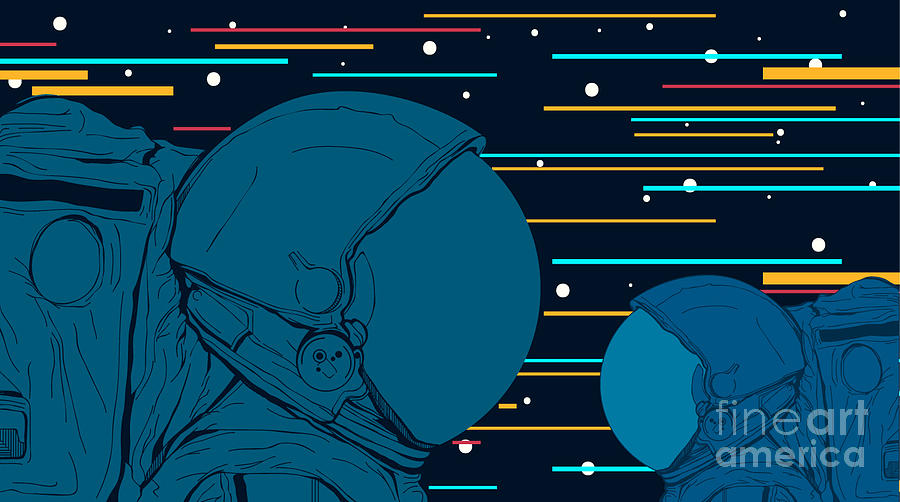 Illustrations Digital Art - Astronauts In Space. Vector by Svobodin Anton Illustrations Digital Art - Astronauts In Space. Vector by Svobodin Anton