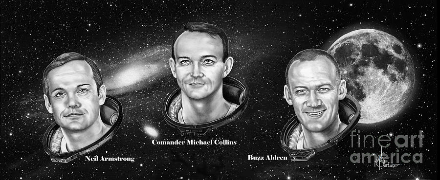 Portrait Drawing - Astronauts Three by Murphy Elliott