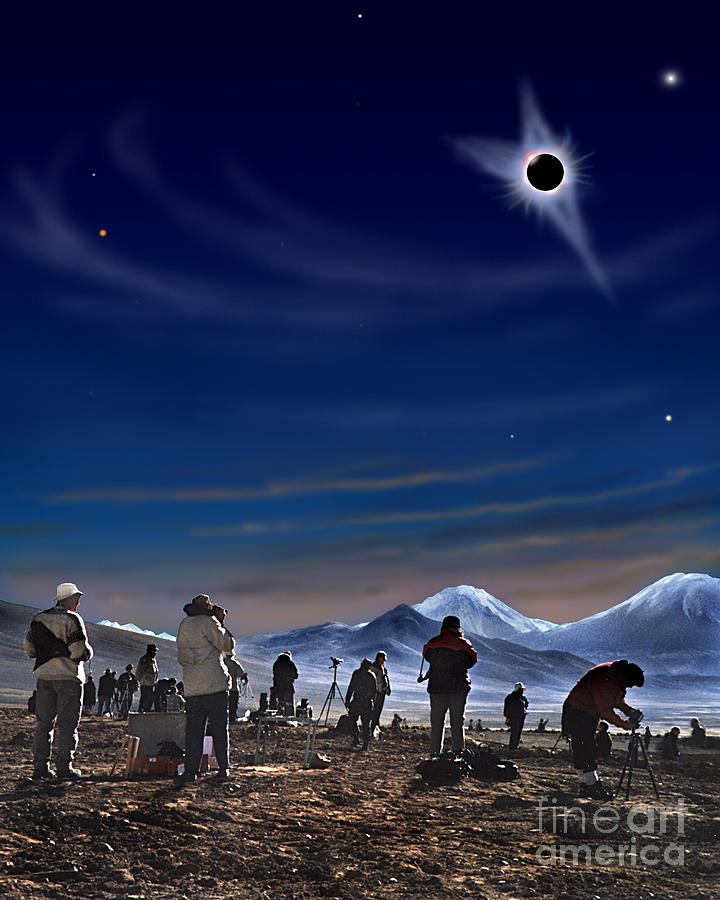 Astronomers Watch Total Solar Eclipse Photograph by David A. Hardy/science Photo Library
