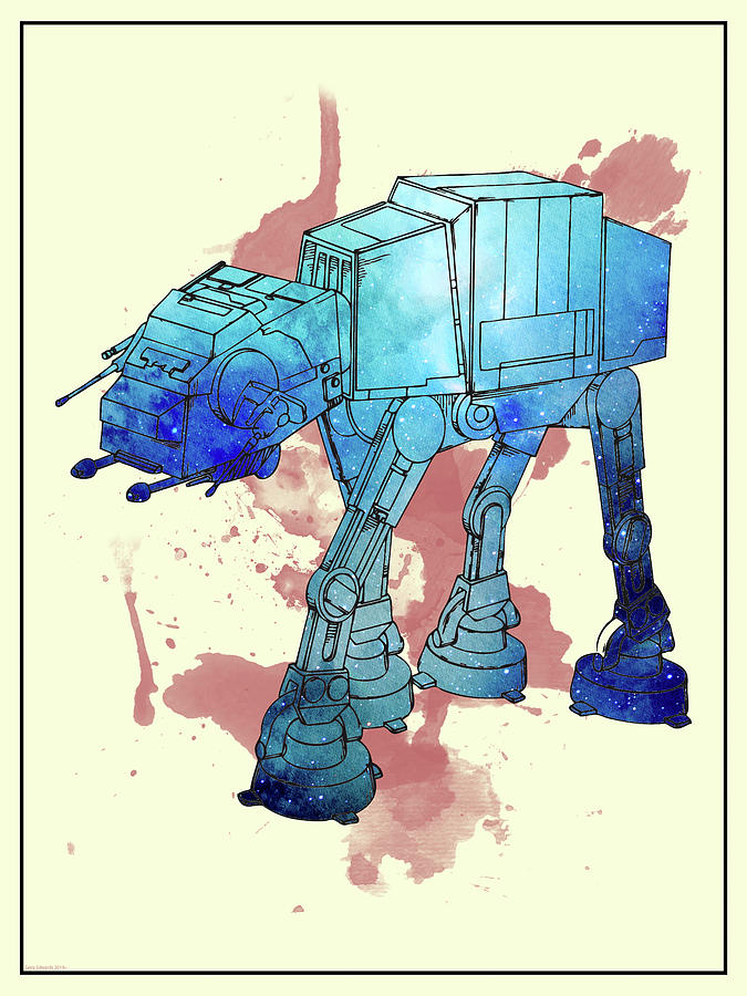 Star Wars AT-AT Imperial Walker Watercolor Painting by Greg Edwards