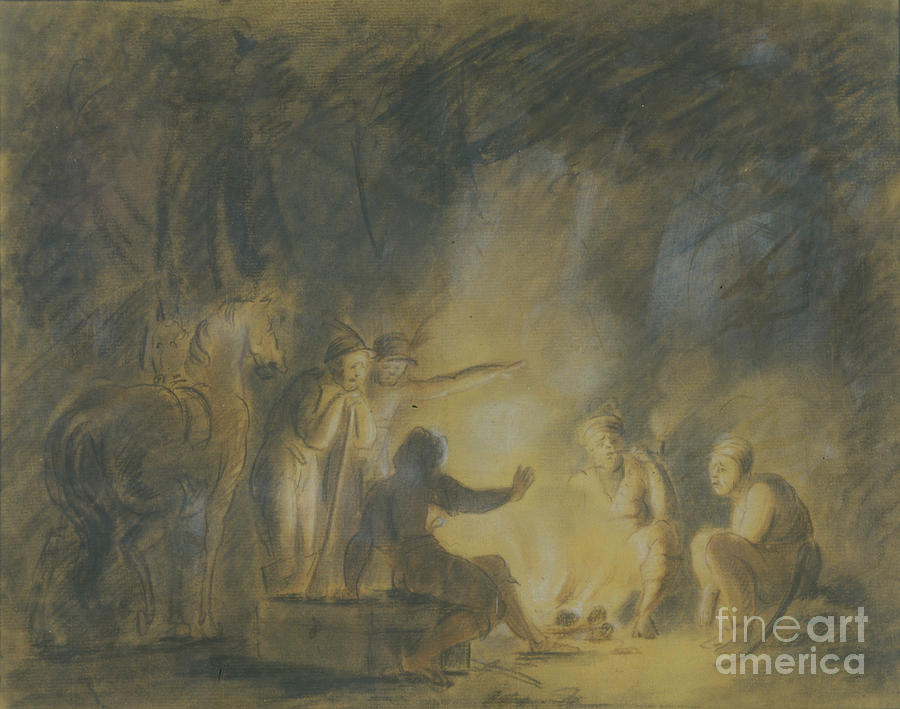At Campfire, 1806. Artist Tolstoy Drawing by Heritage Images