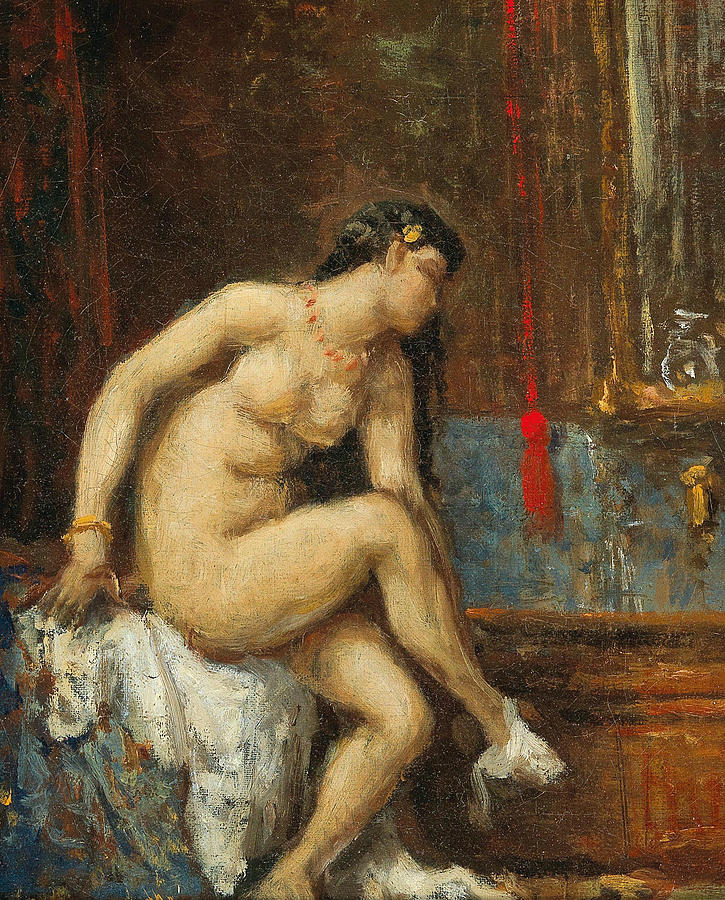 At her Toilette Painting by Theodore Chasseriau