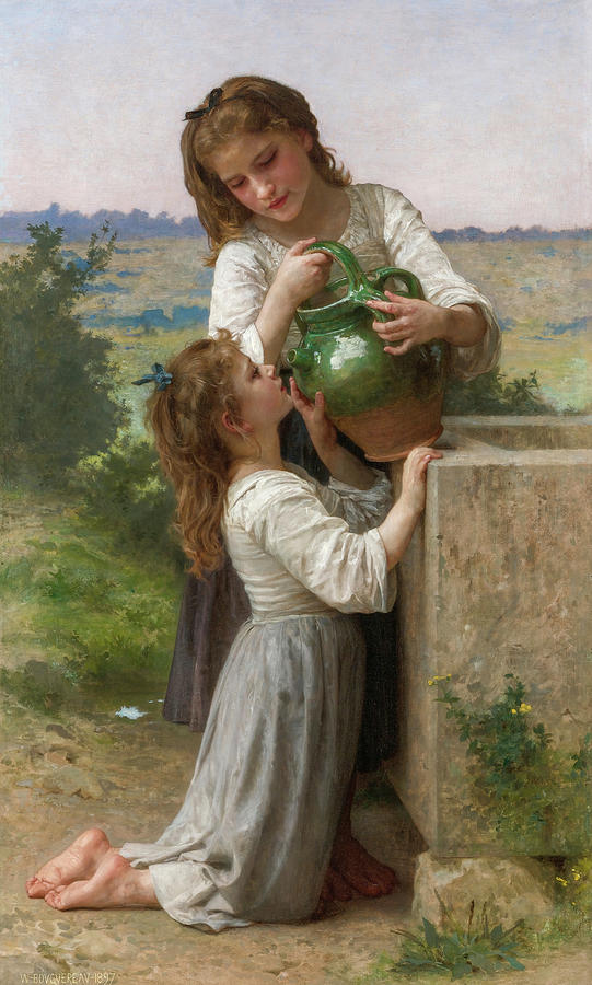  ◦˚ღ ســـجل حضــورك بــلوحه فنية ღ˚◦ - صفحة 18 At-the-fountain-19th-century-william-adolphe-bouguereau