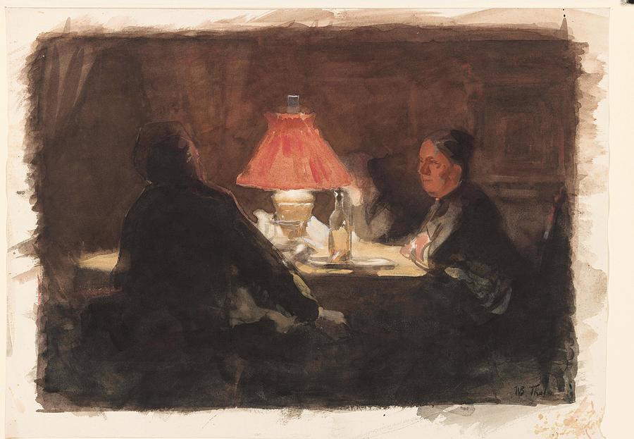 At the lamp. Painting by Willem Bastiaan Tholen