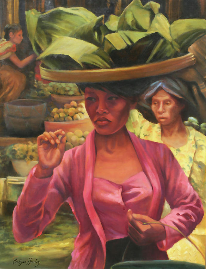At the Marketplace Painting by Carolyne Hawley