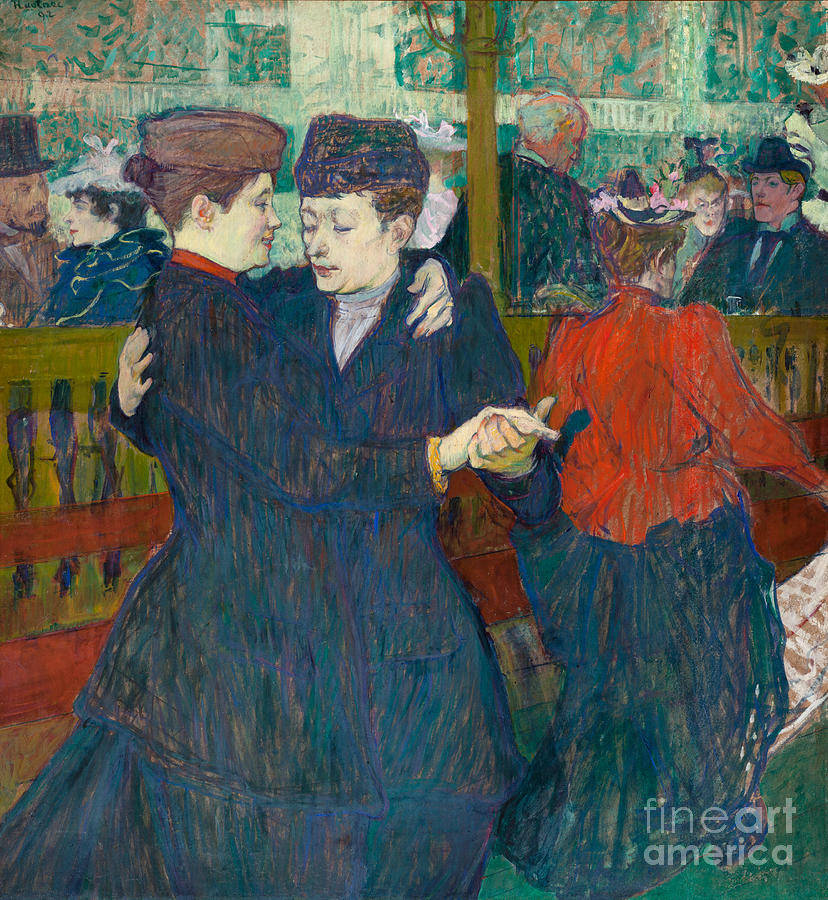 At the Moulin Rouge Two Women Walzing, 1892 Painting by Henri de Toulouse-Lautrec