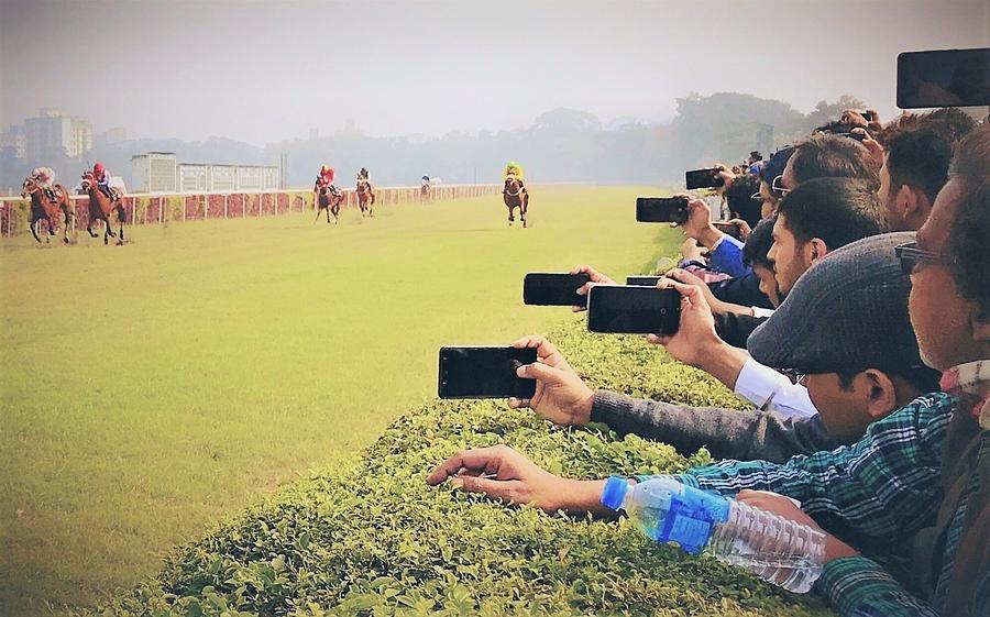 Horse Photograph - At The Races. Ready To Shoot. Calcutta. by Santanu Sengupta
