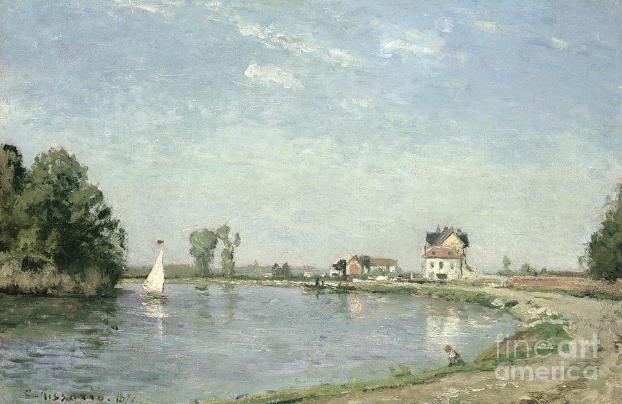 At The Rivers Edge, 1871 Painting by Camille Pissarro