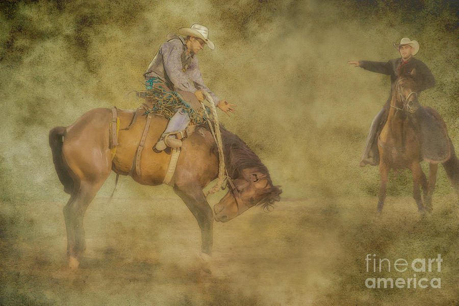 At The Rodeo Bronco Riding Digital Art by Randy Steele