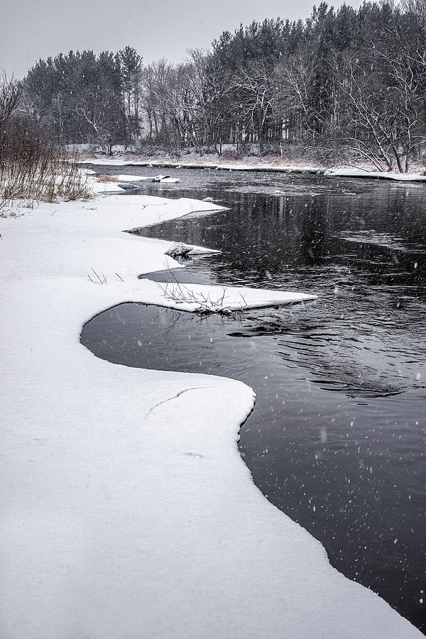 At the Yahara River Bend - snowy scene south of Stoughton WI Photograph by Peter Herman