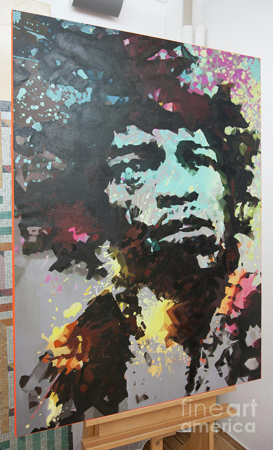 Atelier Original Jimi Hendrix Soft Kubismus Oil  Painting by Felix Von Altersheim