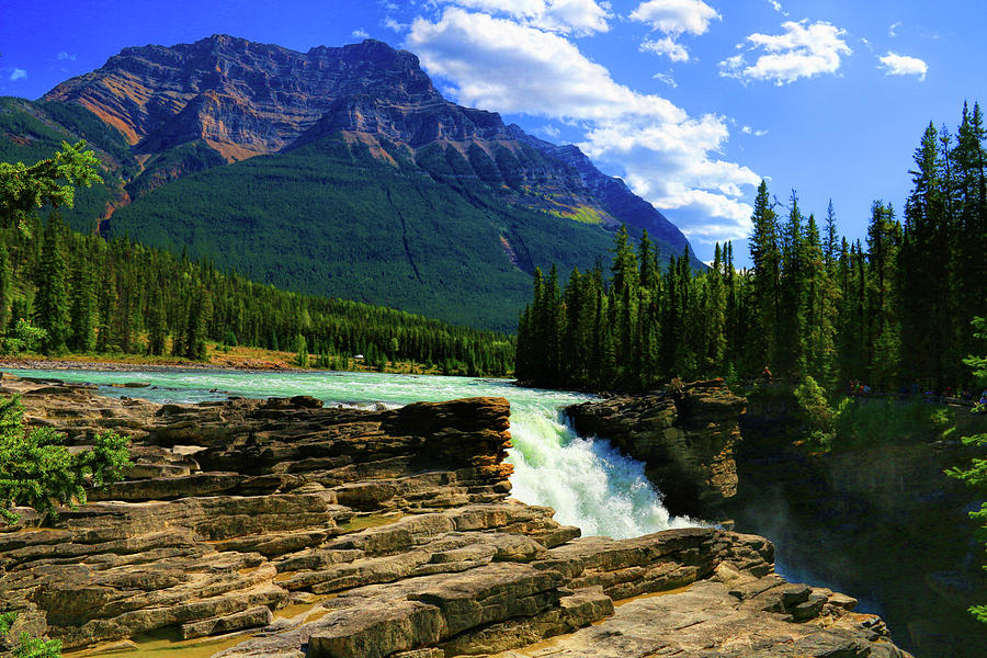 Athabasca Falls in Jasper National Park  Photograph by Ola Allen