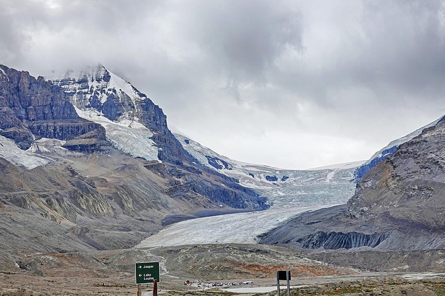 Athabasca Glacier Cloudy Sky Photograph by Toby McGuire