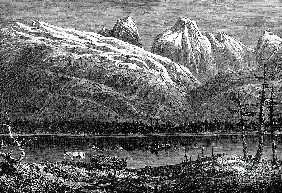 Athabasca River, Canada, 19th Century Drawing by Print Collector