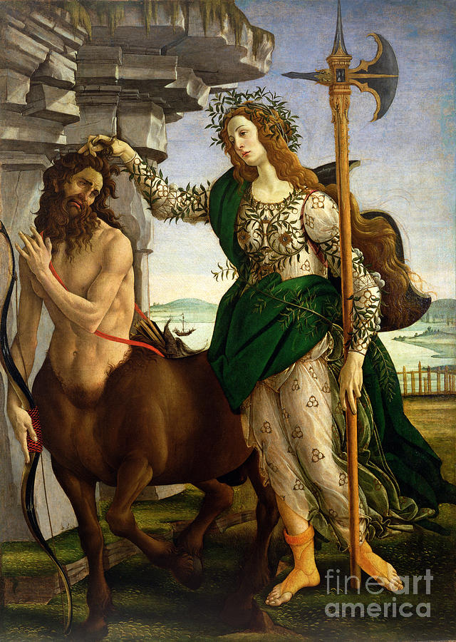 Athena And The Centaur, C.1480 Painting by Sandro Botticelli