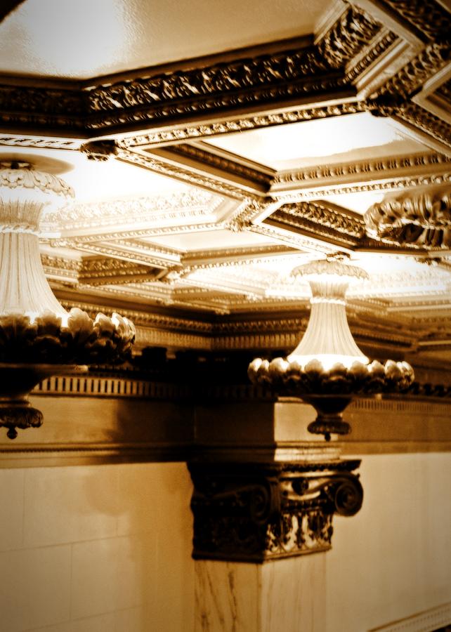 Athletic Club Ceiling Sepia Photograph by Mary Pille
