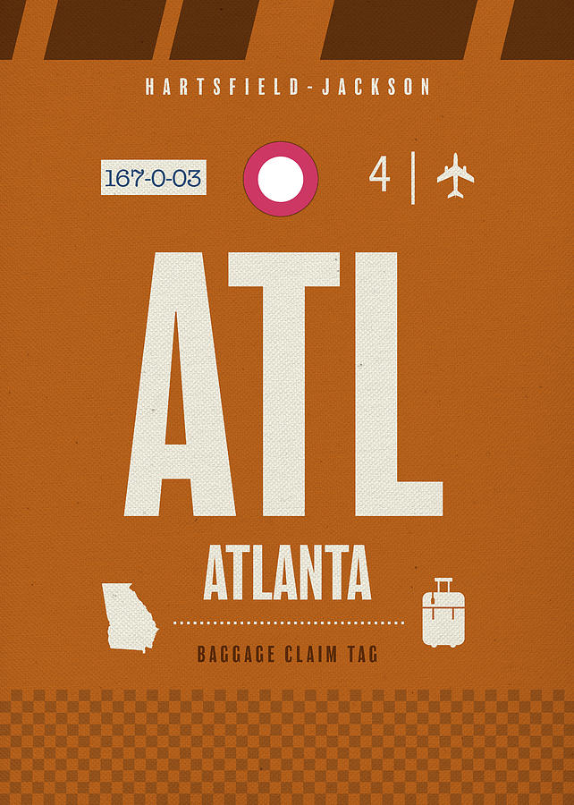 Atlanta ATL Hartsfield Jackson Airport Travel Baggage Claim Tag