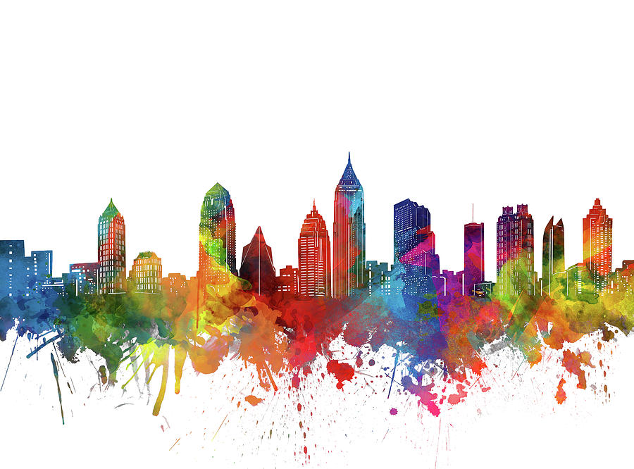 Atlanta City Skyline Watercolor Digital Art by Bekim M