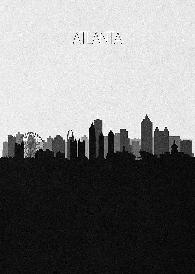 Atlanta Cityscape Art V2 Drawing by Inspirowl Design