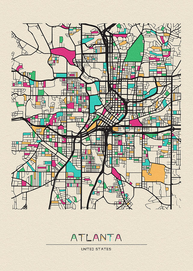 Atlanta Georgia City Map Digital Art By Inspirowl Design Pixels 4135