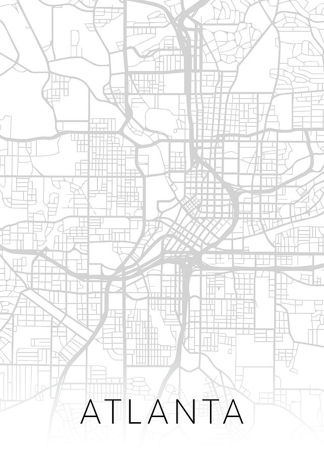 Atlanta Mixed Media - Atlanta Georgia City Street Map Black and White Minimalist Series by Design Turnpike