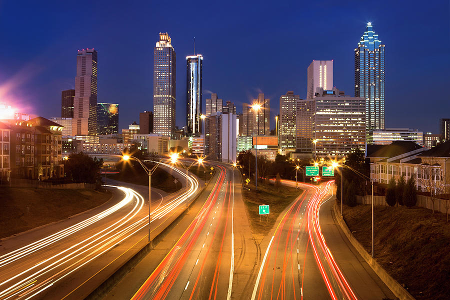 Atlanta Georgia Usa Night Time Skyline Photograph by Paul Giamou