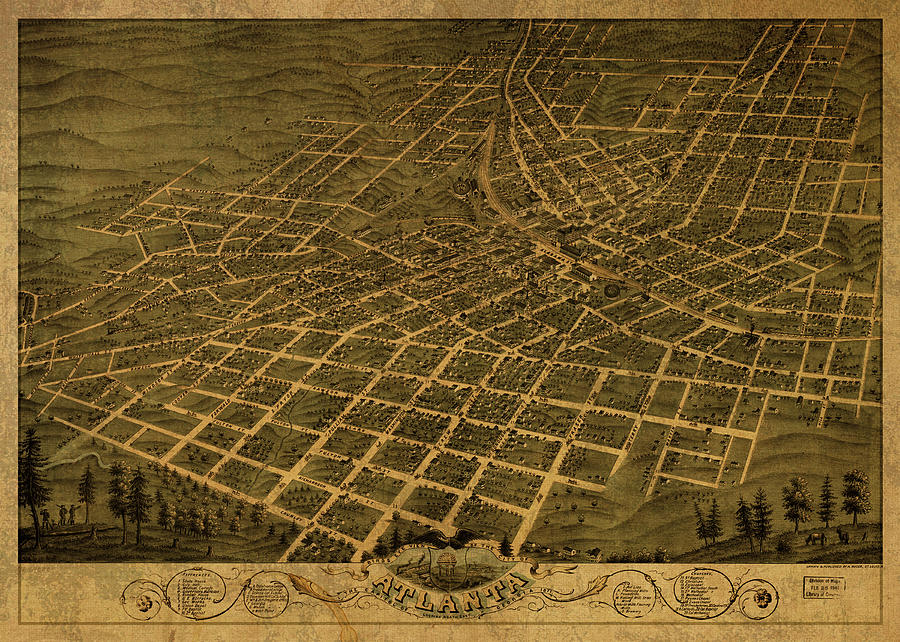 Atlanta Mixed Media - Atlanta Georgia Vintage City Street Map 1871 by Design Turnpike