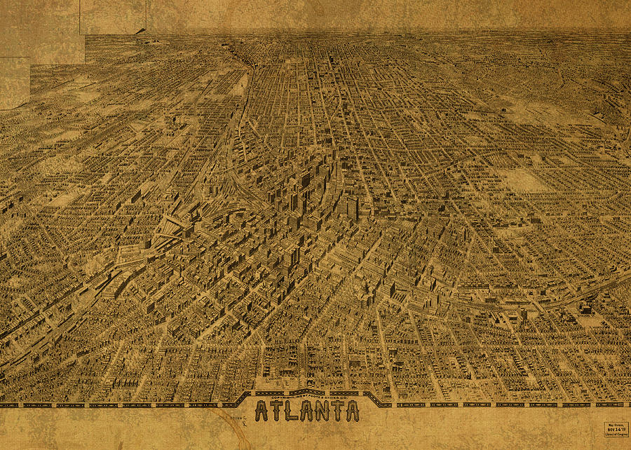 Atlanta Georgia Vintage City Street Map 1919 Design Turnpike 