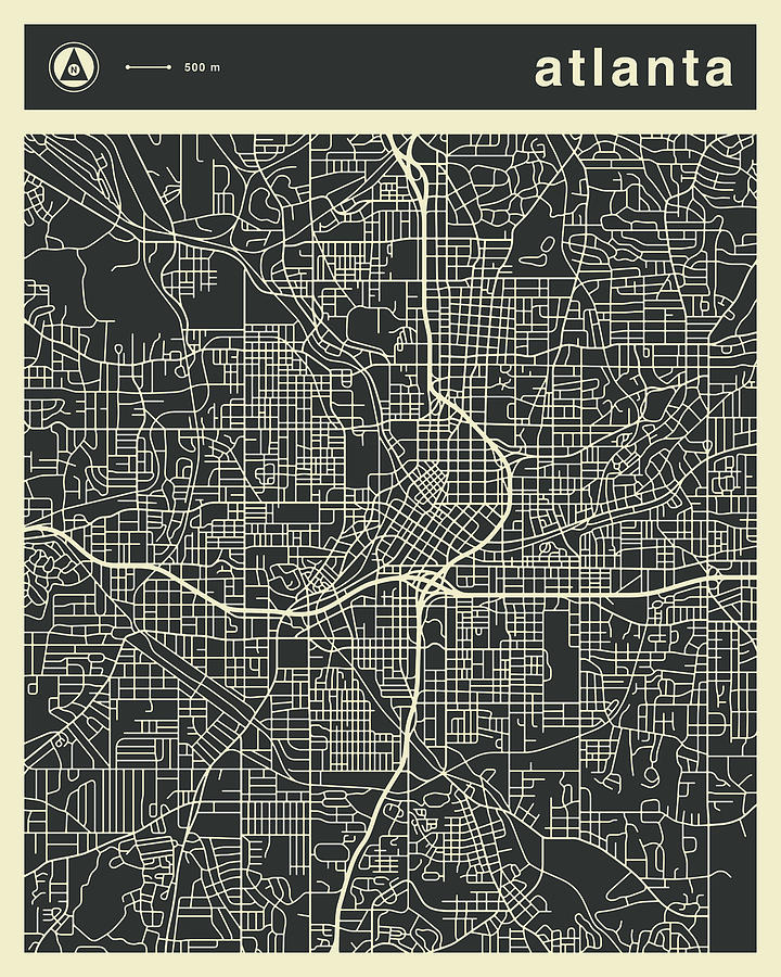 Atlanta Digital Art - Atlanta Map 3 by Jazzberry Blue