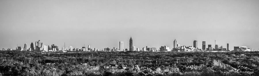 Atlanta Panorama Sunset Aglow B W Skyline Cityscape Art Photograph by ...