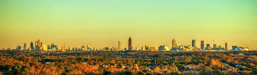 Atlanta Panorama Sunset Aglow Skyline Cityscape Art Photograph by Reid Callaway