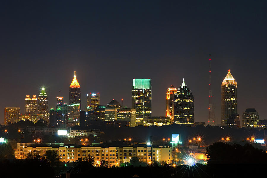 Atlanta Skyline At Night Photograph by Davel5957