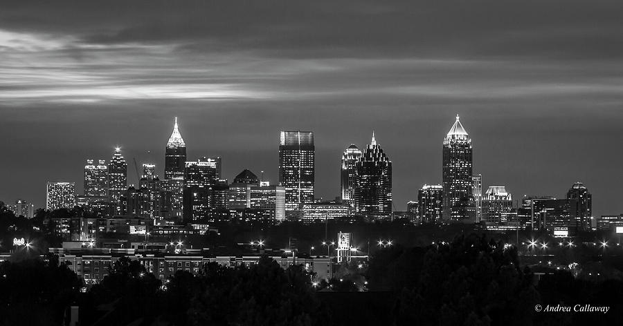 Atlanta Skyline B W Photograph by Andrea Callaway