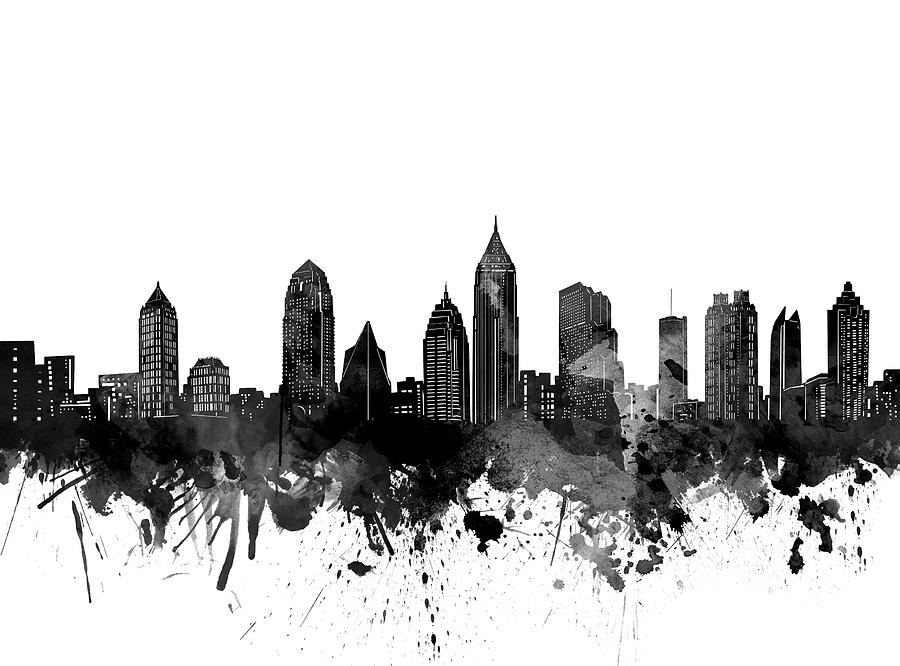 Atlanta Skyline Bw Digital Art by Bekim M