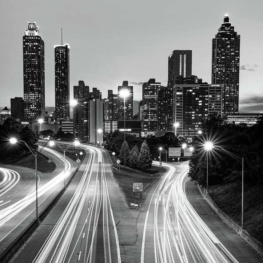 Atlanta Skyline From Jackson Street Bridge - Monochrome 1x1 Photograph ...