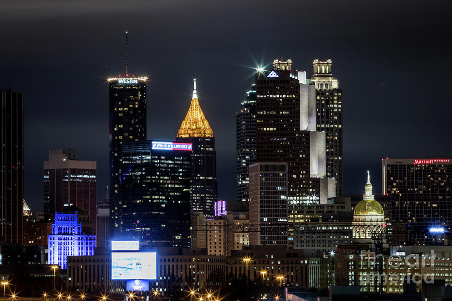 Atlanta Skyline from the South at Night 2 Photograph by Sanjeev Singhal