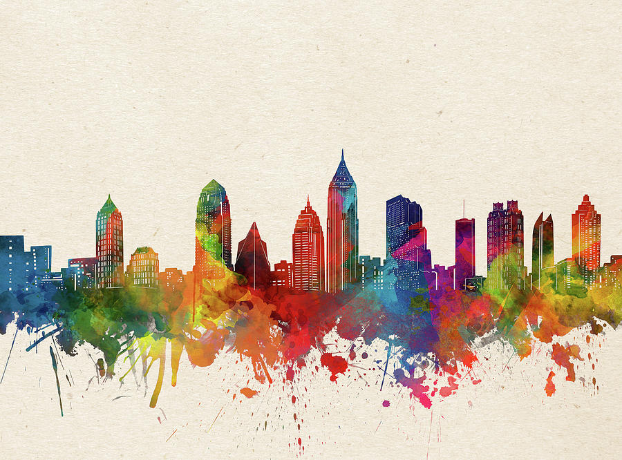 Atlanta Skyline Watercolor Digital Art