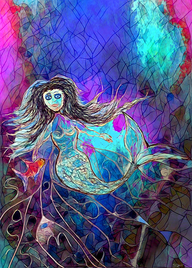 Atlantean Mermaid Mixed Media By Abstract Angel Artist Stephen K Fine